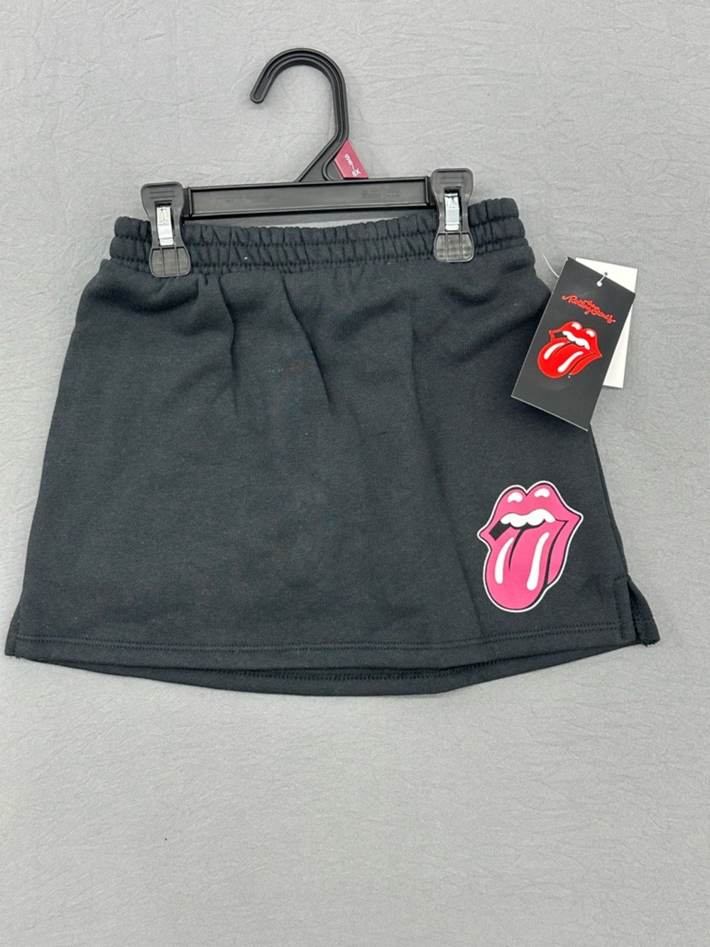 Rolling Stones Black Skort with Pink Tongue Patch 6/6X